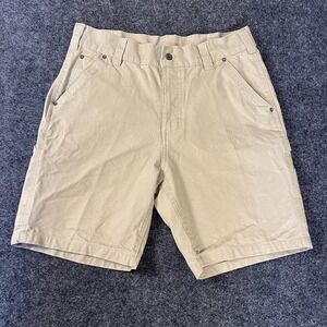 Work N Sport Carpenter Shorts Mens 34 Khaki Utility Workwear Canvas Casual